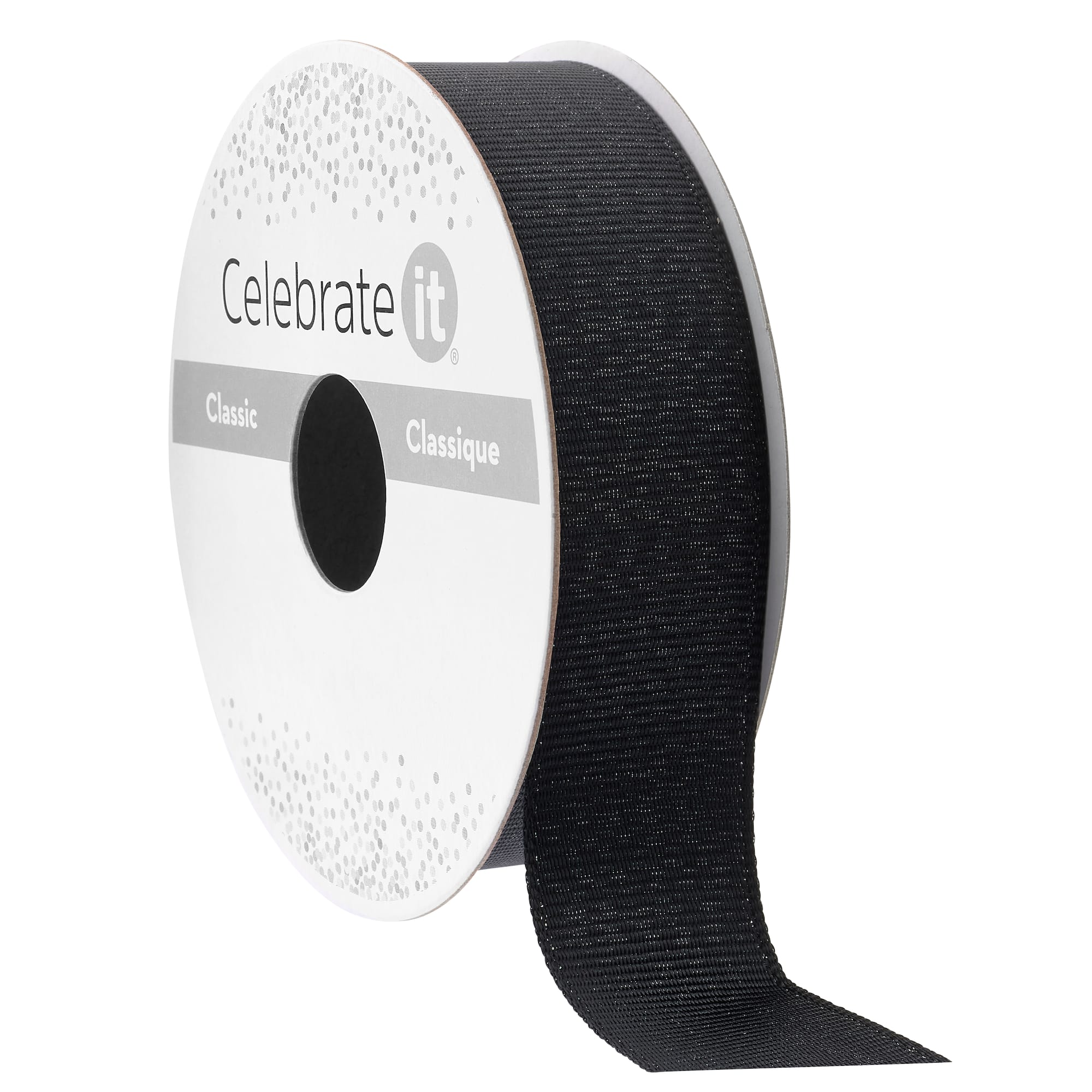7/8" x 5yd. Black & Silver Grosgrain Ribbon by Celebrate It™ Classic